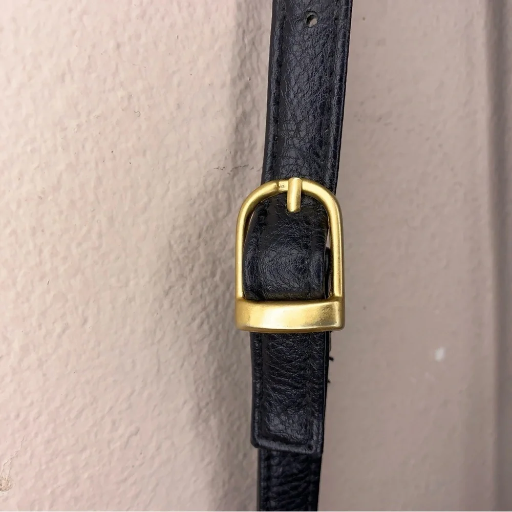 Rosetti Black Faux Leather Crossbody Purse Gold Hardware Travel Classic